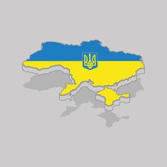 Obraz premium Isolated 3d map with the flag of Ukraine - Vector illustration