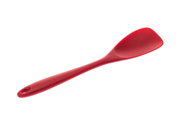 Kitchen tool in the form of a spatula made of red plastmass for cooking
