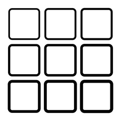 Set of empty frame, collection of outline border design isolated on white background. Black line illustration