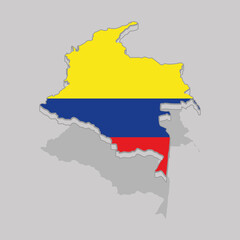 Isolated 3d map with the flag of Colombia - Vector illustration