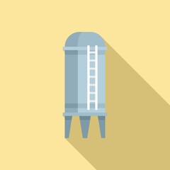 Metal water tower icon, flat style