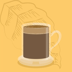 Isolated glass coffee cup. Hot beverage - Vector illustration