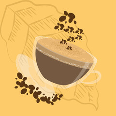 Isolated coffee cup with coffee beans - Vector illustration