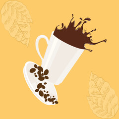 Isolated coffee cup with coffee beans - Vector illustration