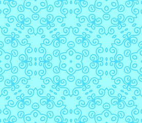 Abstract hand drawn doodle thin line curly seamless pattern. Swirl linear tile, grid background.