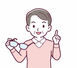 メガネを取った人