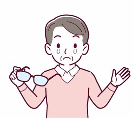 メガネを取った人