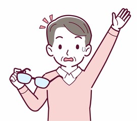 メガネを取った人