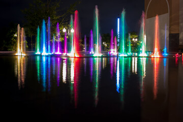 At night, this fountain becomes a grand theater with many jets of water brightly lit with color changing lights and moving in tune with music