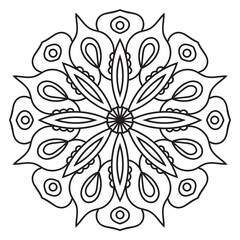 Cute Mandala. Ornamental round doodle flower isolated on white background. Geometric decorative ornament in ethnic oriental style.