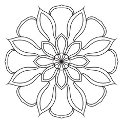 Cute Mandala. Ornamental round doodle flower isolated on white background. Geometric decorative ornament in ethnic oriental style.