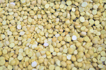 A pile mung dal or moong dal A lot of with copy space for text. Concept food for healthy. Mung dahl dried food ingredient.