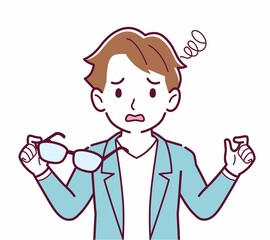 メガネを取った人