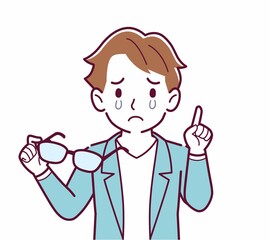 メガネを取った人