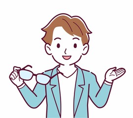 メガネを取った人