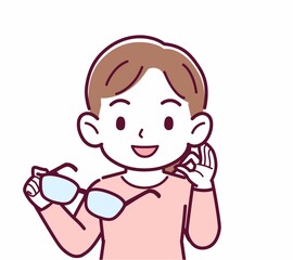 メガネを取った人