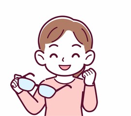 メガネを取った人