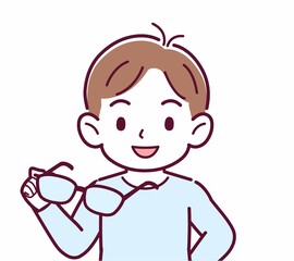 メガネを取った人