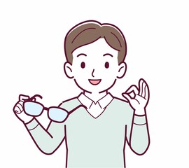 メガネを取った人