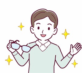 メガネを取った人