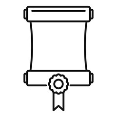 Attestation roll diploma icon, outline style