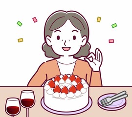 ケーキでお祝いする人