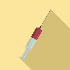 Syringe injection icon, flat style