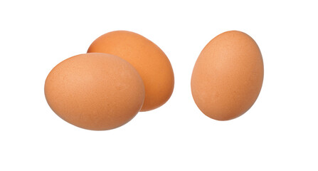 Three chicken eggs isolated on white
