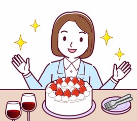 ケーキでお祝いする人