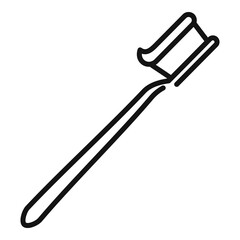 Toothpaste on toothbrush icon, outline style