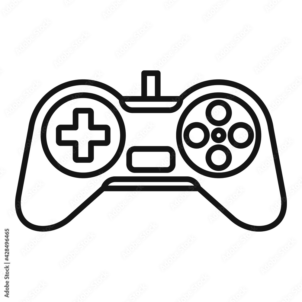 Wall mural video game joystick icon, outline style