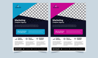 Business abstract vector template. Brochure design, cover modern layout, annual report, poster, flyer in A4 with colorful triangles