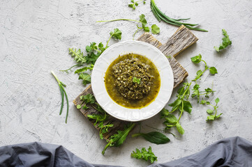 Green medicinal plants meal, traditional turkish healthy food pancar