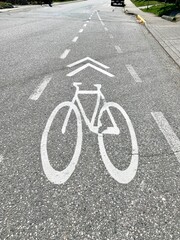 Road mark Bike Lane, merging into shared lane.