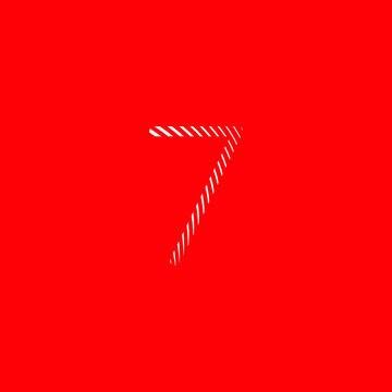 Symbol number 7 seven represented by curved lines in blur