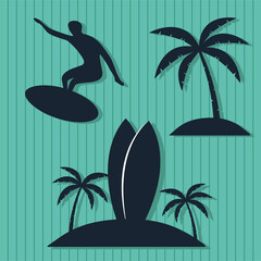 three surf silhouettes