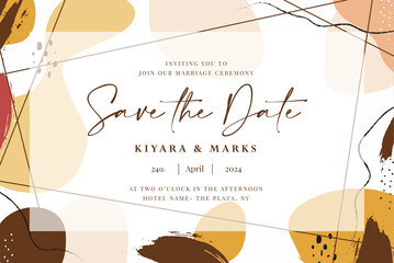 Hand drawn watercolor wedding save the date card template	
