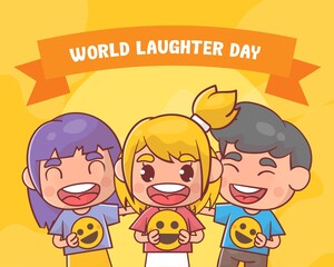 Obraz na płótnie Canvas World laughter day Premium Vector 