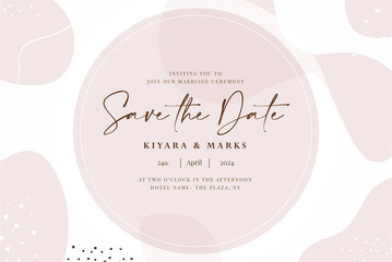 Hand drawn watercolor wedding save the date card template	

