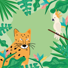 Obraz na płótnie Canvas tropical animals postcard