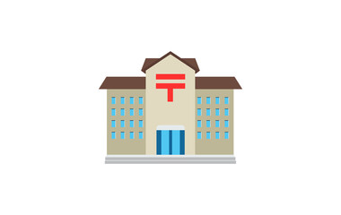 Post Office vector flat icon. Isolated Japanese Post Office Building emoji illustration