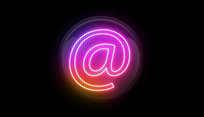 Email. Email symbol. Nixie tube indicator. Gas discharge indicators and lamps. 3D. 3D Rendering