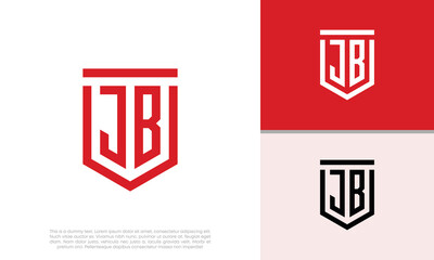 Initials JB logo design. Initial Letter Logo. Shield logo.