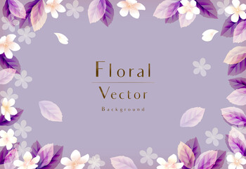 花と葉のベクター背景　Elegant Spring Flowers Vector Background