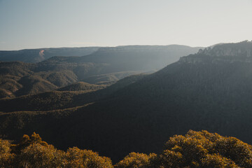 View of the Three Sisters from Sublime Point Lookout in the Blue Mountains National Park, NSW.