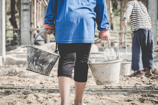 Child labor, children are forced to work construction, Violence children and trafficking concept, Anti-child labor, Rights Day on December 10