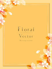 花と葉のベクター背景　テンプレートデザイン