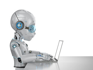 robot office worker isolated