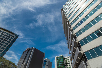 Alabang, Muntinlupa, Philippines - Modern office buildings in Madrigal Business Park. One of many...