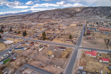 Aerial View of downtown Bicknell, Utah